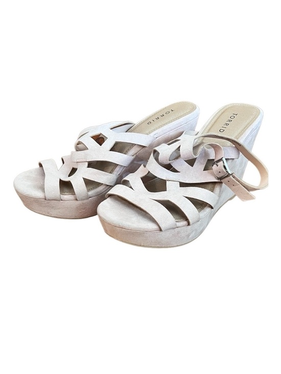 torrid Shoes - Torrid 11 Wide Blush Pink Platform Wedge Shoes Ankle Strap Office Wedding Casual